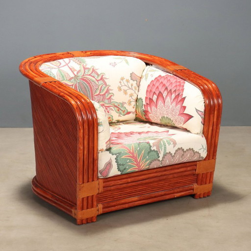 1980s Rattan and Red Bamboo Armchair – fauteuils