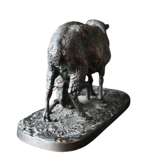 Image 1 of Pierre-Jules Mêne (1810-1879 )Bronze, The ewe and her lamb, with provenance