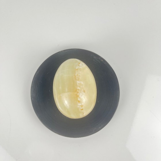 Image 1 of Set di uova decorative vintage in onice venato traslucido, anni '70.