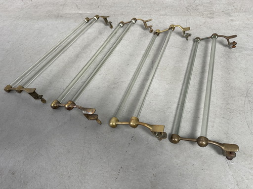 Art deco towel holder - glass and brass