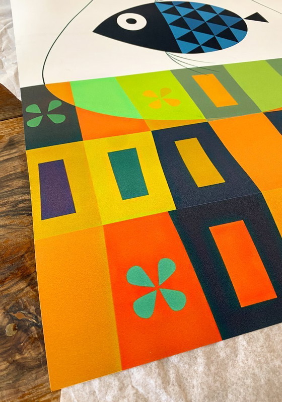 Image 1 of Almanaque febbraio 1960, del disegnatore portoghese Sebastião Rodrigues - Poster 50×70 cm