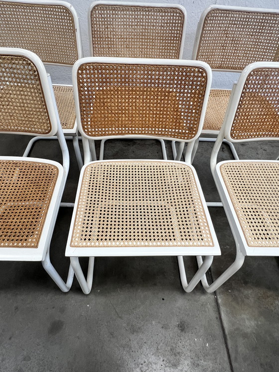 Image 1 of Six Vintage Cesca Design Chairs, White Finish, 1980's