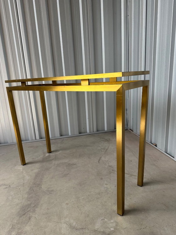 Image 1 of Vintage messing sidetable met glazen blad