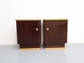 Vintage Nightstands / wood glass / red-brown / brass knob (photo 2 of 5)