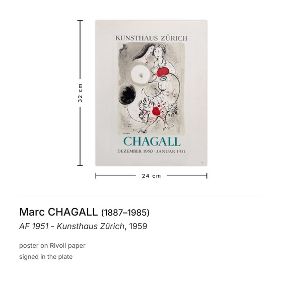 Image 1 of Marc CHAGALL AF 1951 - Póster Kunsthaus Zürich 1959