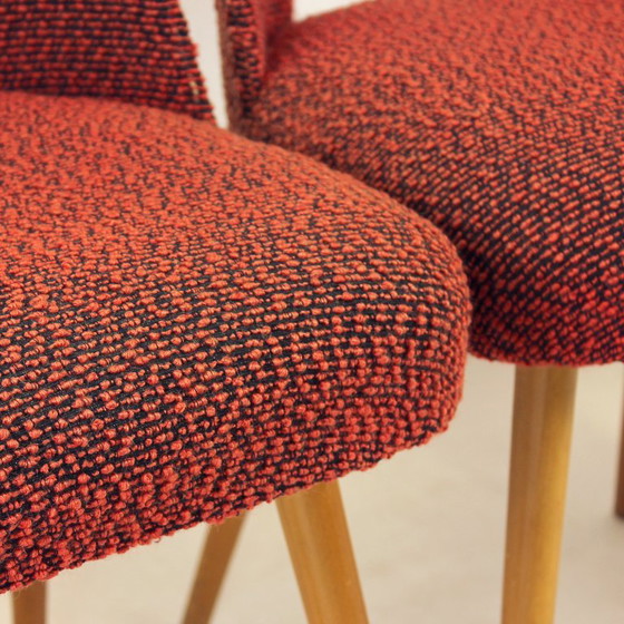 Vintage eetkamerstoelen van Oswald Heardtl voor Ton, Tsjechoslowakije, jaren 60, set van 4 – Textile, Wood (photo 3 of 15)