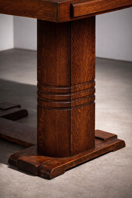 Image 1 of French Art Deco oak table, Dudouyt, 1940