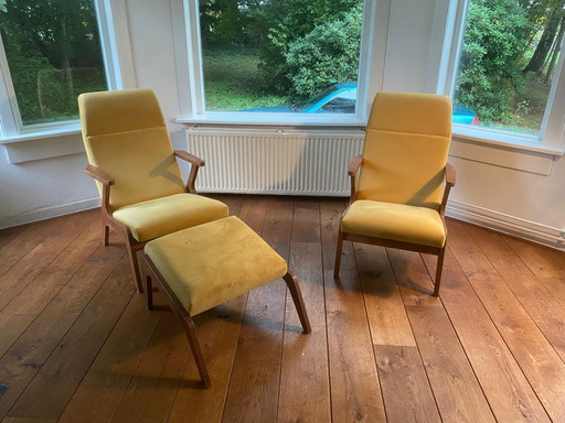 2 sedie di design Sternzeit con poggiapiedi, come nuove.