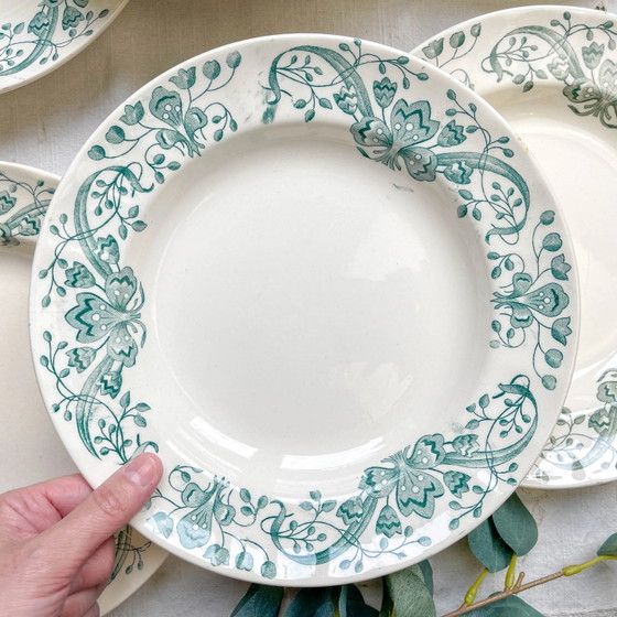 Set di 6 Piatti Fondi Antichi Ironstone "Figuig" – Longchamp XIX Secolo – Stoviglie, Vintage (photo 5 of 9)