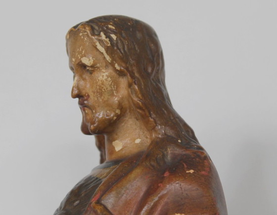 Image 1 of Devoción de Cristo al Sagrado Corazón. Antigua, 49 cm de alto.