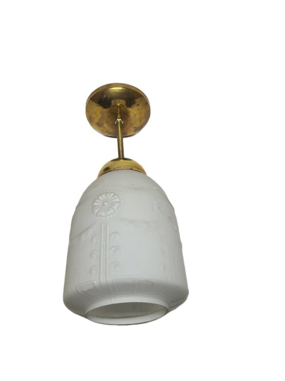 Vintage hanglamp, Polen, jaren 1960 – Hanglampen, Glass, Brass (photo 5 of 8)