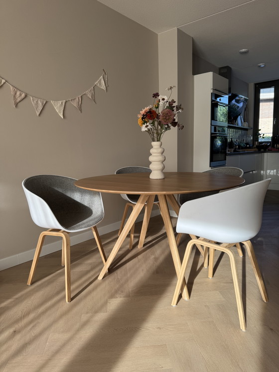 Image 1 of 4x HAY About a Chair AAC 22 dining chair lacquered oak upholstered