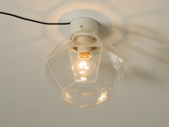 Image 1 of Bellissima lampada da soffitto in vetro Limburg degli anni '70 a forma ottagonale