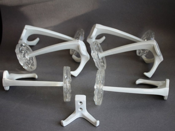 Image 1 of 7 appendiabiti vintage di metà secolo, design anni '70, in metallo e plastica trasparente