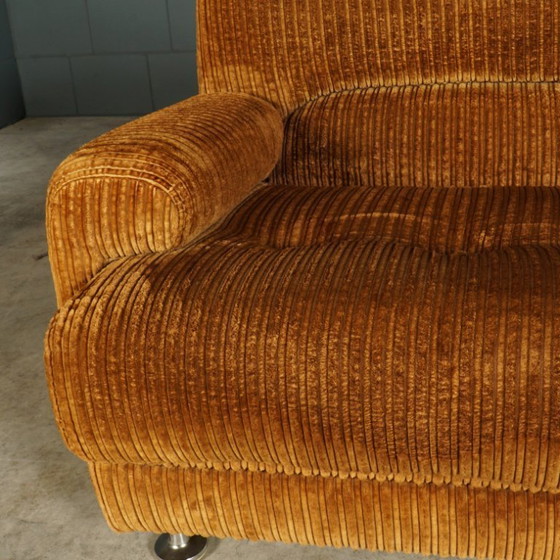 Image 1 of Divano modulare di metà secolo - tessuto a coste marrone - anni '70