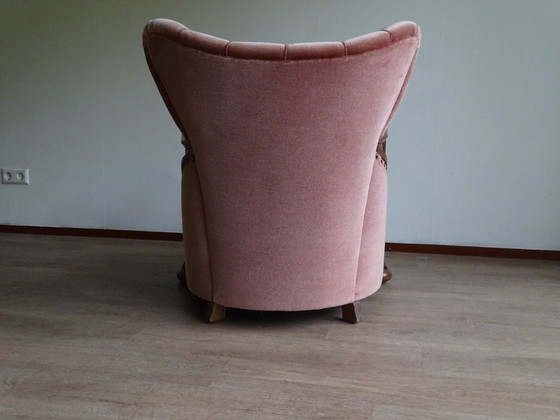 Image 1 of ⚠️ 2 sur 4 encore disponibles | Fauteuils club Art déco (env. 1920-1950) | Velours rose poudré | Chêne sculpté