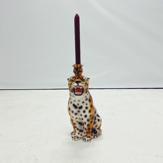 Image 1 of Bougeoir léopard en céramique