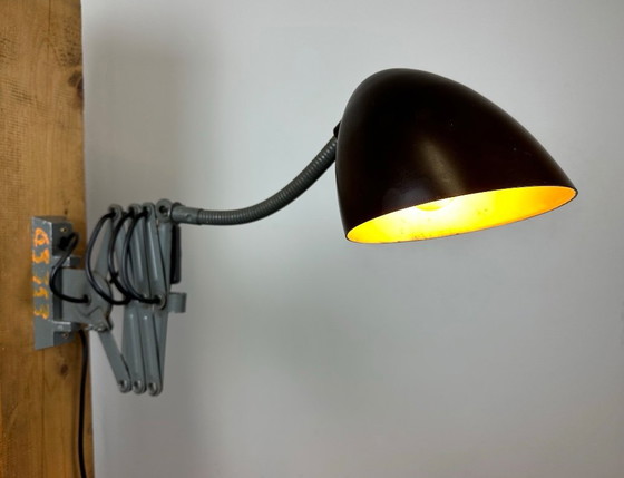 Image 1 of Grey Industrial Scissor Wall Lamp from Elektroinstala, 1960s