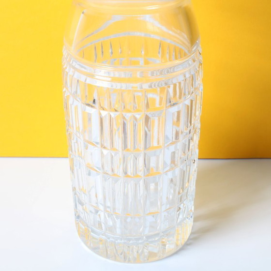 Image 1 of Mid-century Large Vase / Vintage Tall and Solid Clear Crystal Glass Vase / Florence / Italy / 1960s