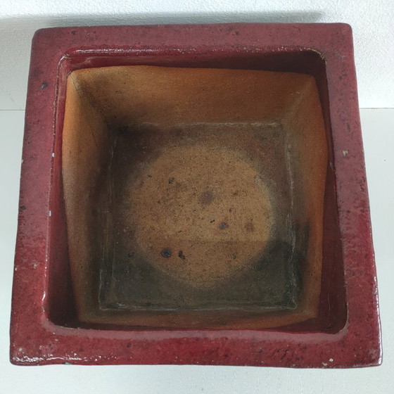 Image 1 of Ensemble de pots de fleurs vintage en céramique rouge Bordeaux