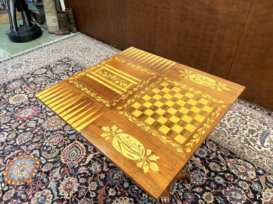Tavolo da gioco olandese intarsiato del XIX secolo, Tavolini, Legno (foto 12 di 15)