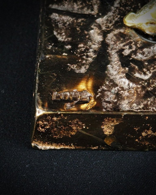 Yves Lohé "Cocorico" zoomorphes Subjekt aus Bronze mit goldener Patina Vintage 90er Jahre