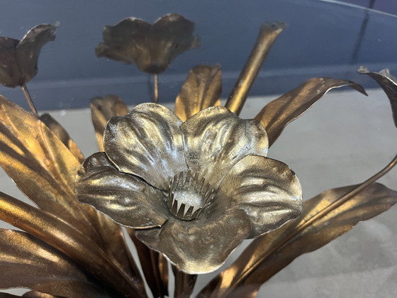 Image 1 of Tavolino a fiori in metallo dorato vintage, anni '60
