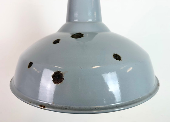 Image 1 of Industrial British Grey Enamel Factory Pendant Lamp, 1960s