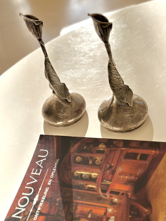 Image 1 of Silver Art Nouveau candlesticks 900