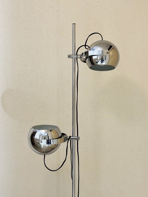 Vintage Chrome Eyeball Floor Lamp by Herda, Dutch Design 1970s.
