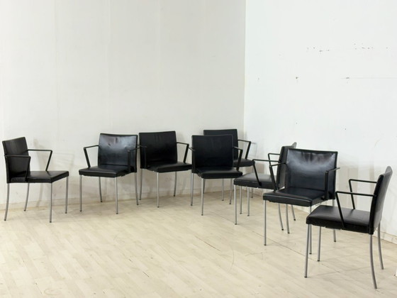 Image 1 of 8 elegante design vergaderstoelen in zwart leer