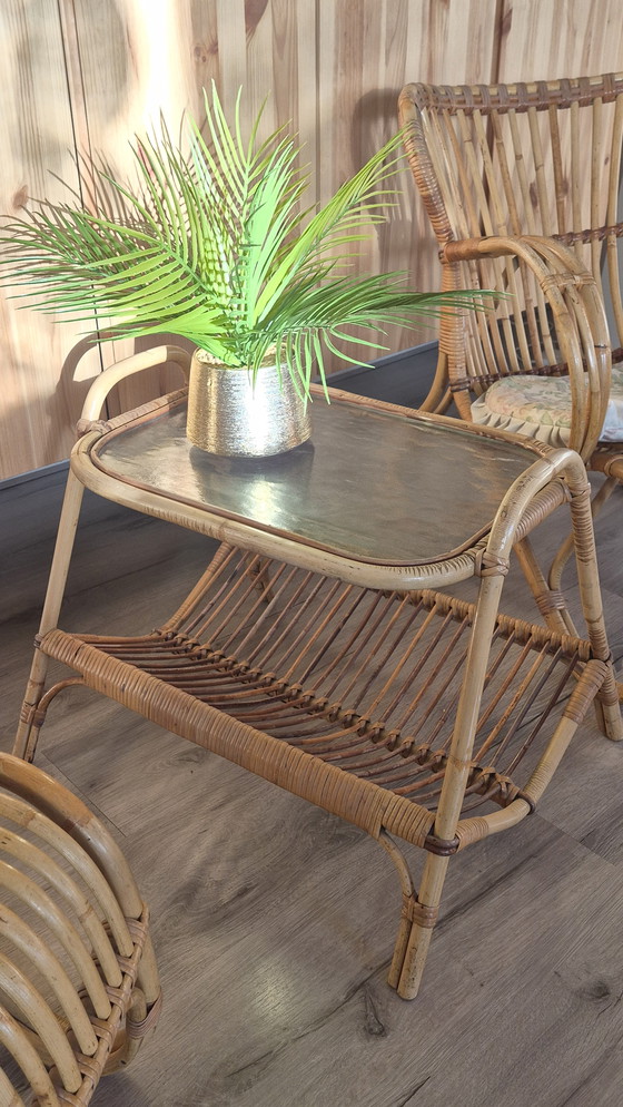 Image 1 of Set da salotto vintage in bambù Rohé Noordwolde