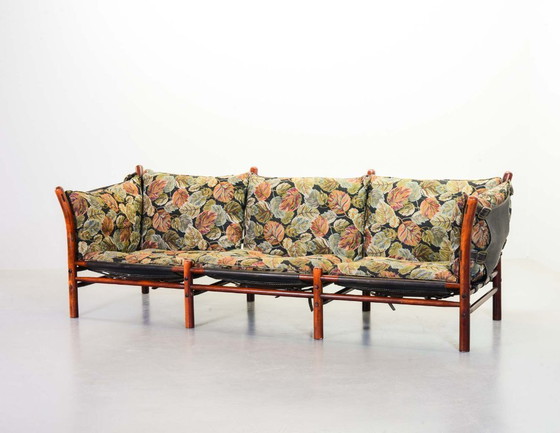 Image 1 of Beautiful Arne Norell 3-Seat ‘Ilona’ Rosewood Sofa for Arne Norell AB Aneby Möbler with Autumn Leaves Fabric Upholstery. Sweden.