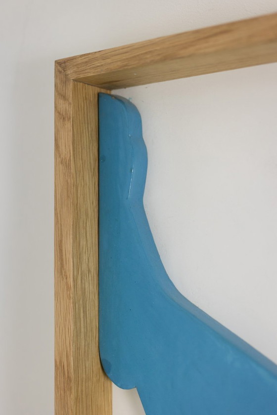 Image 1 of Bas-relief in blue lacquered wood. Contemporary work by a French artist.