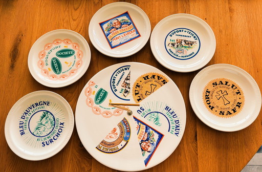 Juego de quesos franceses vintage (5 platos coloridos)