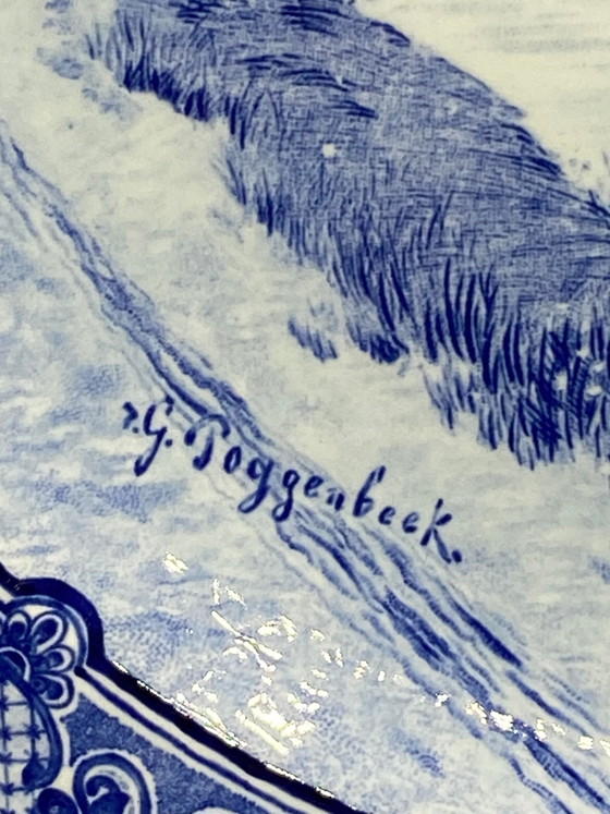 Grande piatto decorativo Boch Belgium per Royal Sphinx – Delft – ispirato a G. Poggenbeek – anni '70 (photo 4 of 8)