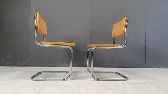 Image 1 of Ensemble de 6 chaises Cesca de style Marcel Breuer, fabriquées en Italie, années 1970