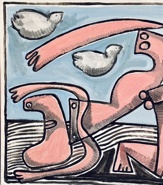 Image 1 of Gundi Falk (1966) Dance of the Lovers - Large Cubist painting on canvas