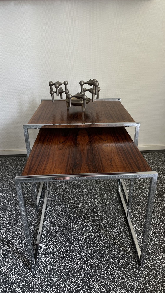 Mid Century Desig Tavolini Palissandro – Wood, Chrome (photo 8 of 8)