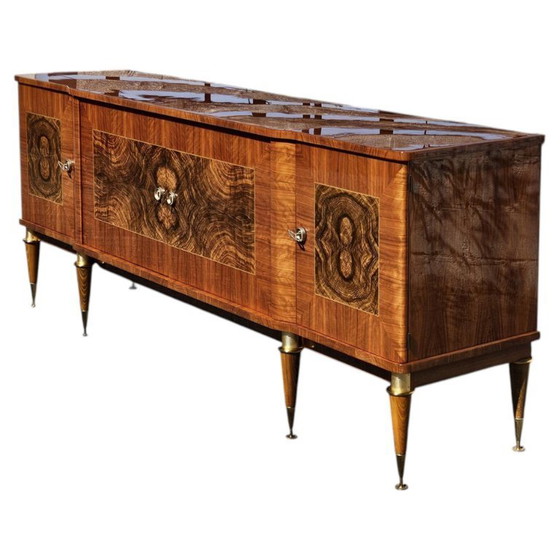 Image 1 of Frans dressoir uit het midden van de 20e eeuw - Luxe buffetkast van wortelhout - jaren 60