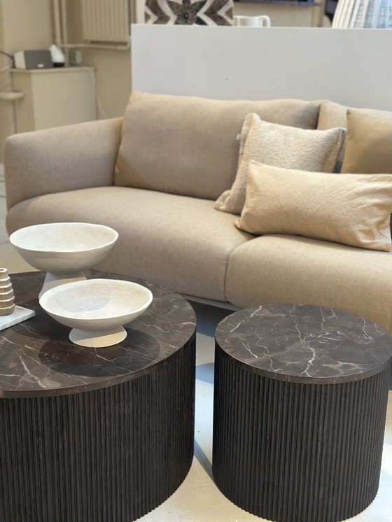 Image 1 of SITS Moa 3-zits in linnenmix Soft Brown - poot walnoot