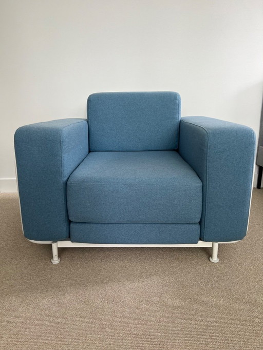 Softline tube frame armchair blue