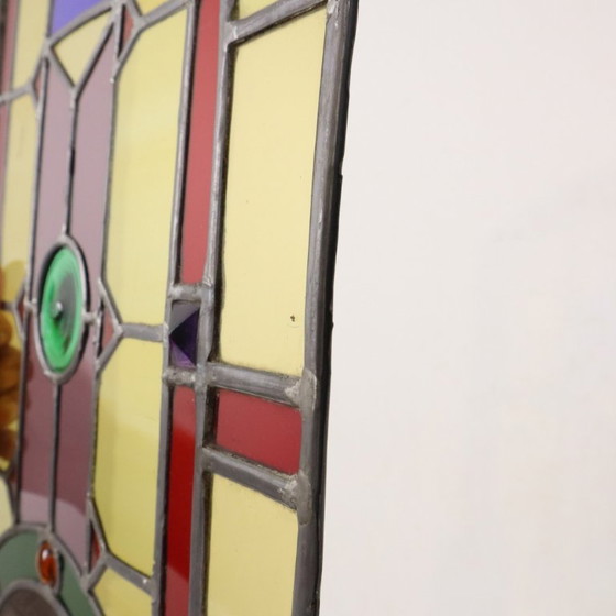 Groot Kleurrijk Glasraam Glas in Lood Medaillon – Decoratieve objecten (photo 17 of 20)
