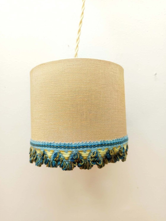 2x Art Deco Handleuchten, Wandleuchten, Stoff, Blau (Foto 2 von 8)