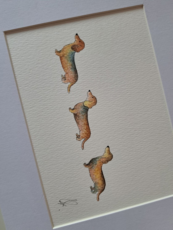 Original Aquarell Teckel | Mit Rahmen – Gemälde & Zeichnungen, Papier (photo 3 of 5)