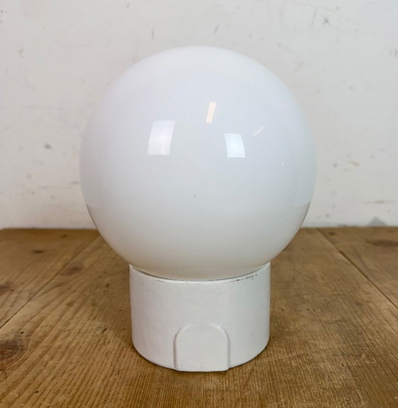 Image 1 of Vintage White Porcelain Wall Light with Milk Glass, 1960s