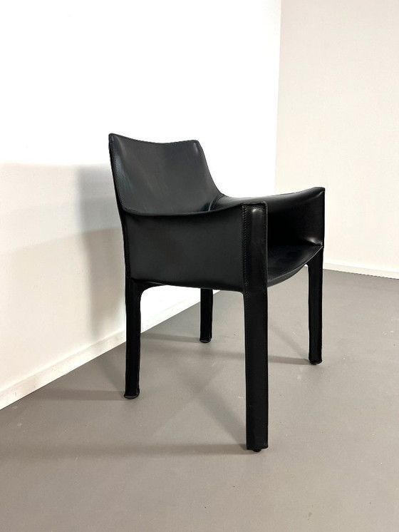 Image 1 of Poltrona CAB 413 in pelle nera di Mario Bellini per Cassina, anni '80.
