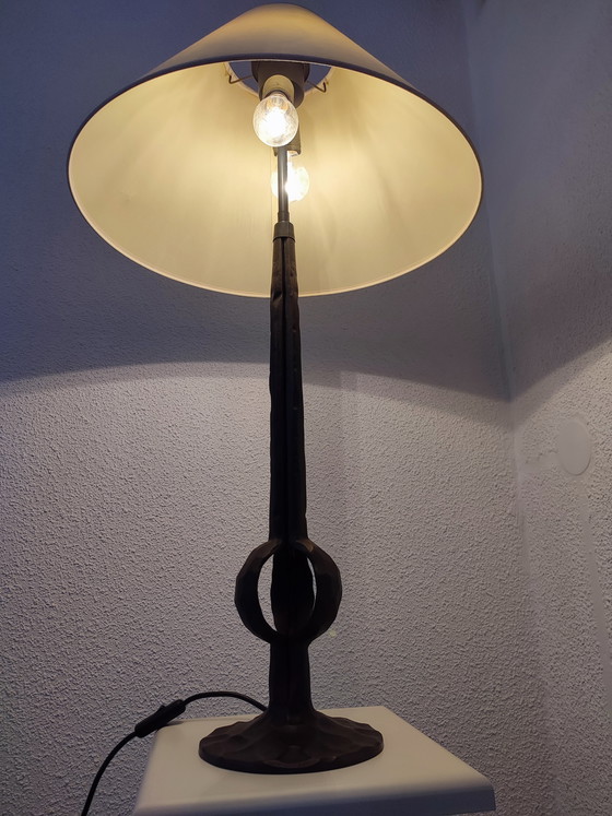 Image 1 of 1970S - cast iron - BRUTALIST lamp 