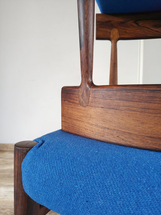 Image 1 of Vintage rosewood dining chairs blue