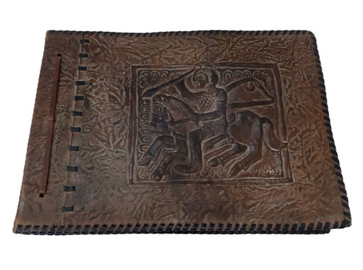 Vintage Large Photo Album with Leather Covers, unused